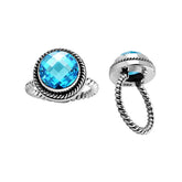 SR-8209-BT-6" Sterling Silver Ring With Blue Topaz Jewelry Bali Designs Inc